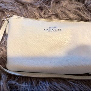 Coach Mint Leather Wristlet with Silver Logo